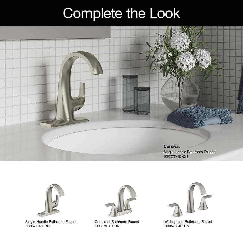 KOHLER Cursiva Single Handle Single Hole Bathroom Faucet, Vibrant Brushed Nickel