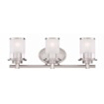 Hampton Bay 23.25 in. Truitt 3-Light Chrome Vanity Light w/ Clear and Sand Glass