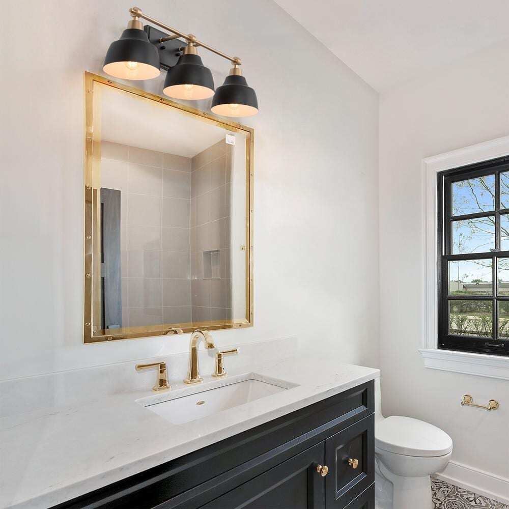 LNC Modern Black Bathroom Vanity Light w/24.5 in. 3-Light Metel Bath Wall Sconce
