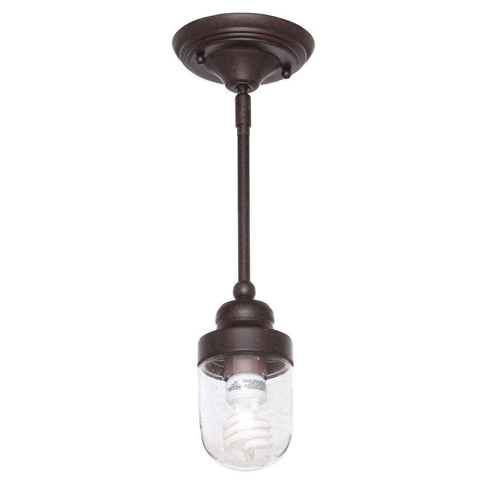 World Imports Brandon 1-Light Bronze Mini-Pendant with Glass Shade