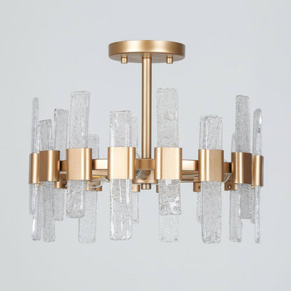 Uolfin Modern Chandelier Ceiling Light Eicy 14.2 in. 3-Light Gold Drum Mount
