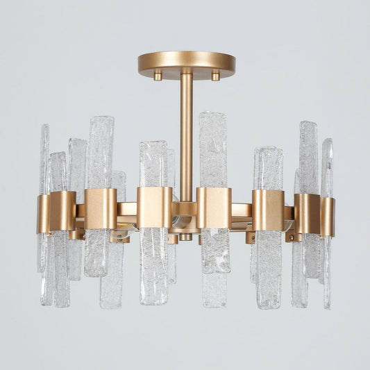 Uolfin Modern Chandelier Ceiling Light Eicy 14.2 in. 3-Light Gold Drum Mount