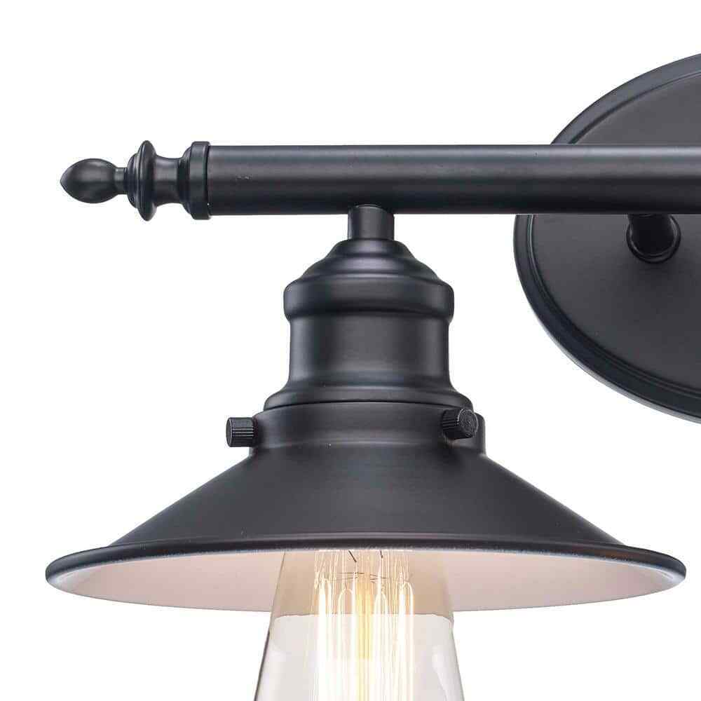 Hampton Bay Glenhurst 16 in. 2-Light Black Bathroom Vanity Light Fixture
