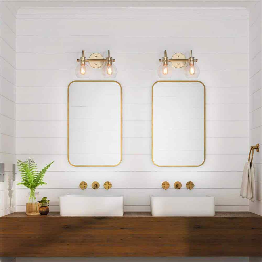 LNC Modern Light Gold Bathroom Vanity Light 2-Light Powder Room Wall Light