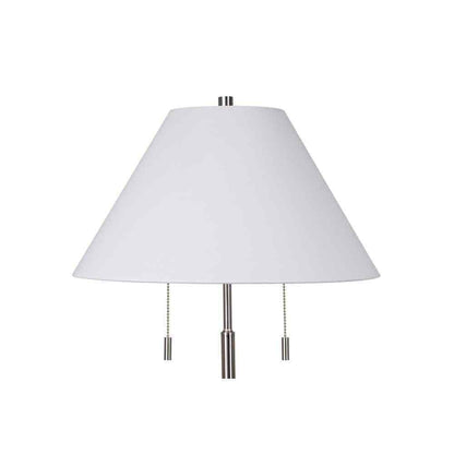 Hampton Bay Stanyan 58 in. Brushed Nickel Standard Floor Lamp Fabric White Shade