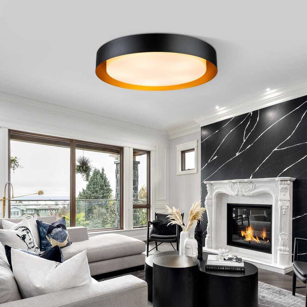 EDISLIVE Victor 23.6 in. 5-Light Minimalist Black Flush Mount 81010000039408