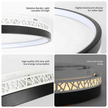 TOZING 16 in. Modern Black Dimmable Integrated LED Flush Mount Ceiling Light