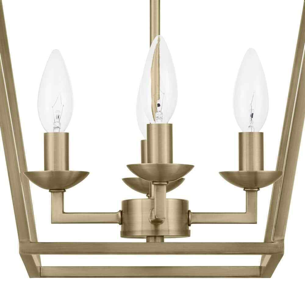 Home Decorators Weyburn 16.5 in. 4-Light Brushed Brass Lantern Semi-Flush Mount