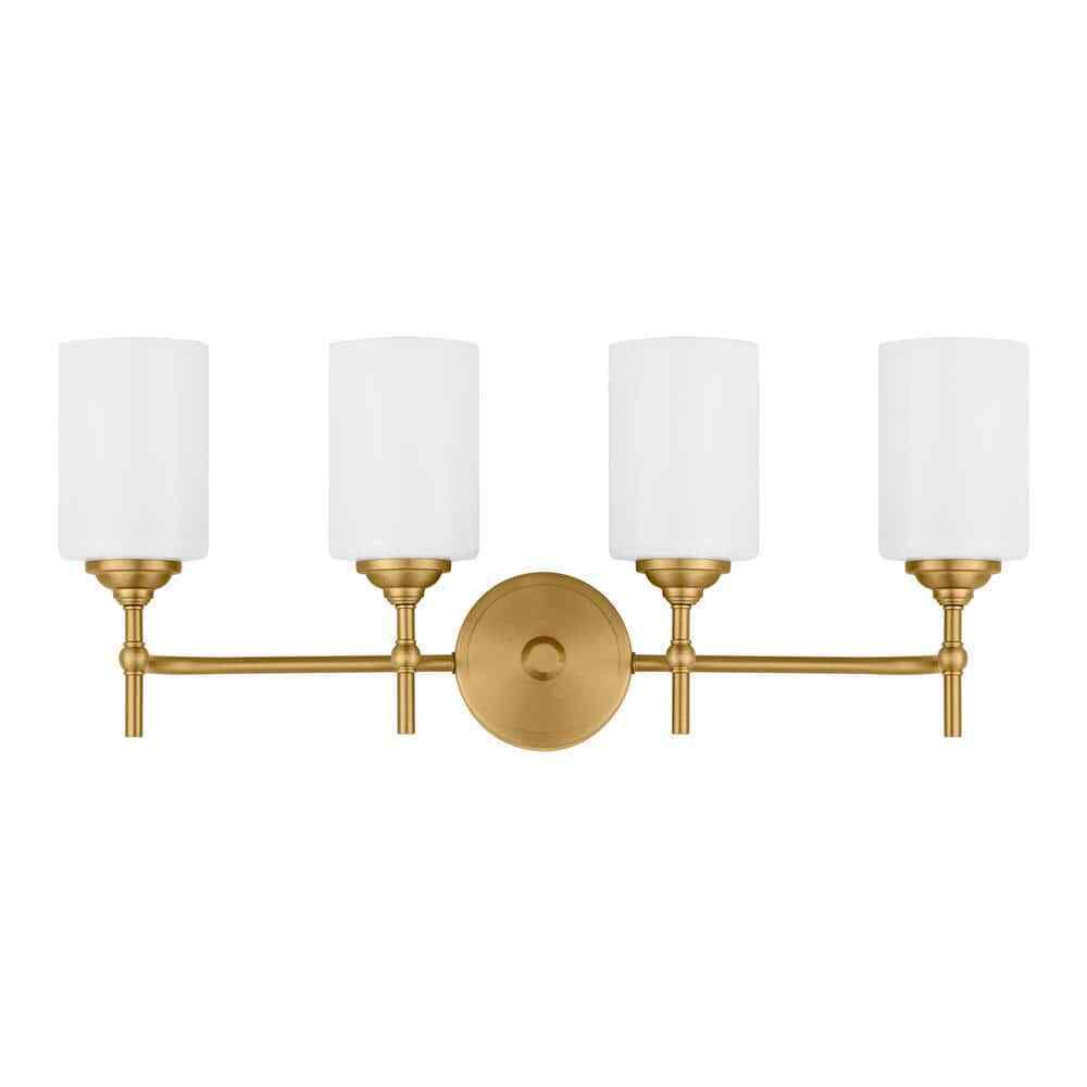 Home Decorators Ayelen 4-Light Matte Brass Modern Bathroom Vanity Light
