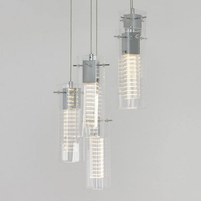 Artika Hologram 5 Light Chrome Modern LED Pendant Light Fixture Kitchen Dining