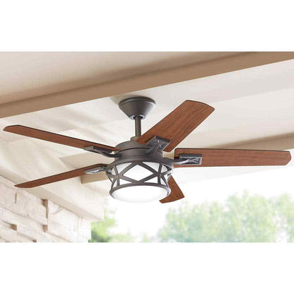 Home Decorators Copley 52 in. Indoor/Outdoor LED Bronze Ceiling Fan w Light Kit