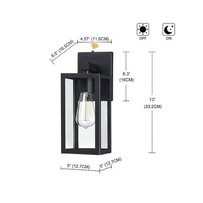 Hukoro Martin  Matte Black Hardwired Outdoor Wall Lantern Sconce w/ Dusk to Dawn