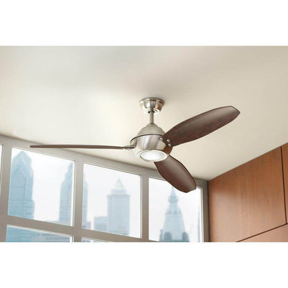 Home Decorators Aero Breeze 60 in. LED Indoor/Outdoor Brushed Nickel Ceiling Fan