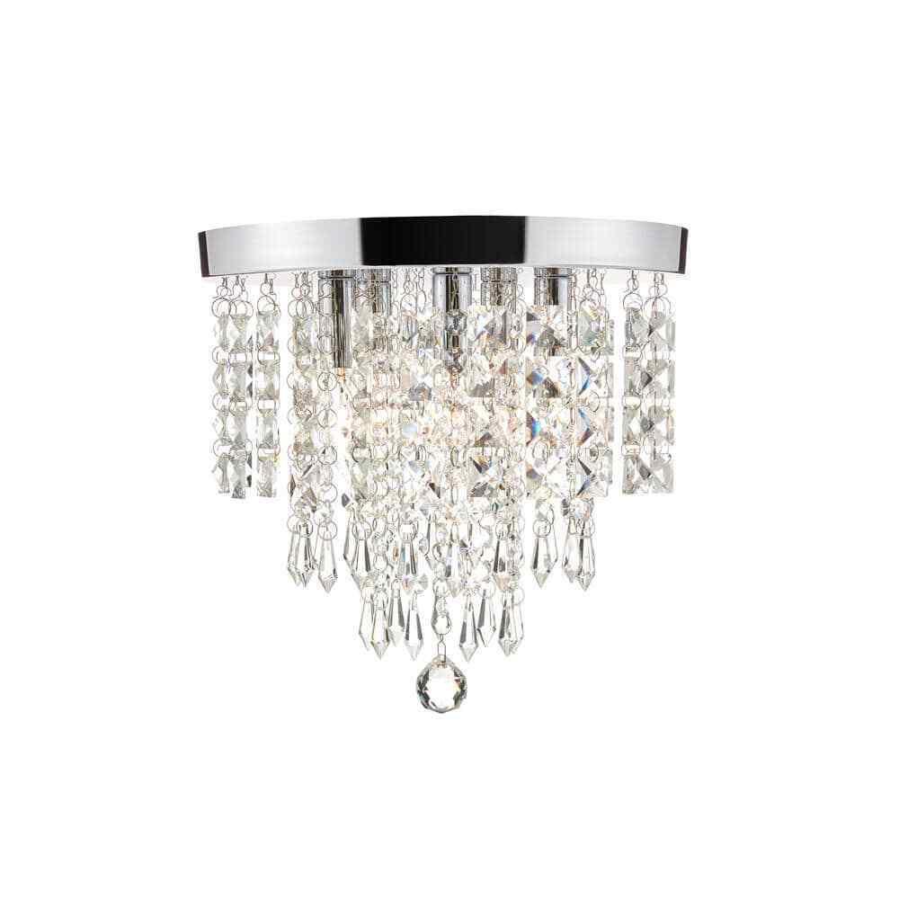Merra 11 in. 5-Light Chrome Flush Mount Chandelier with K9 Crystals