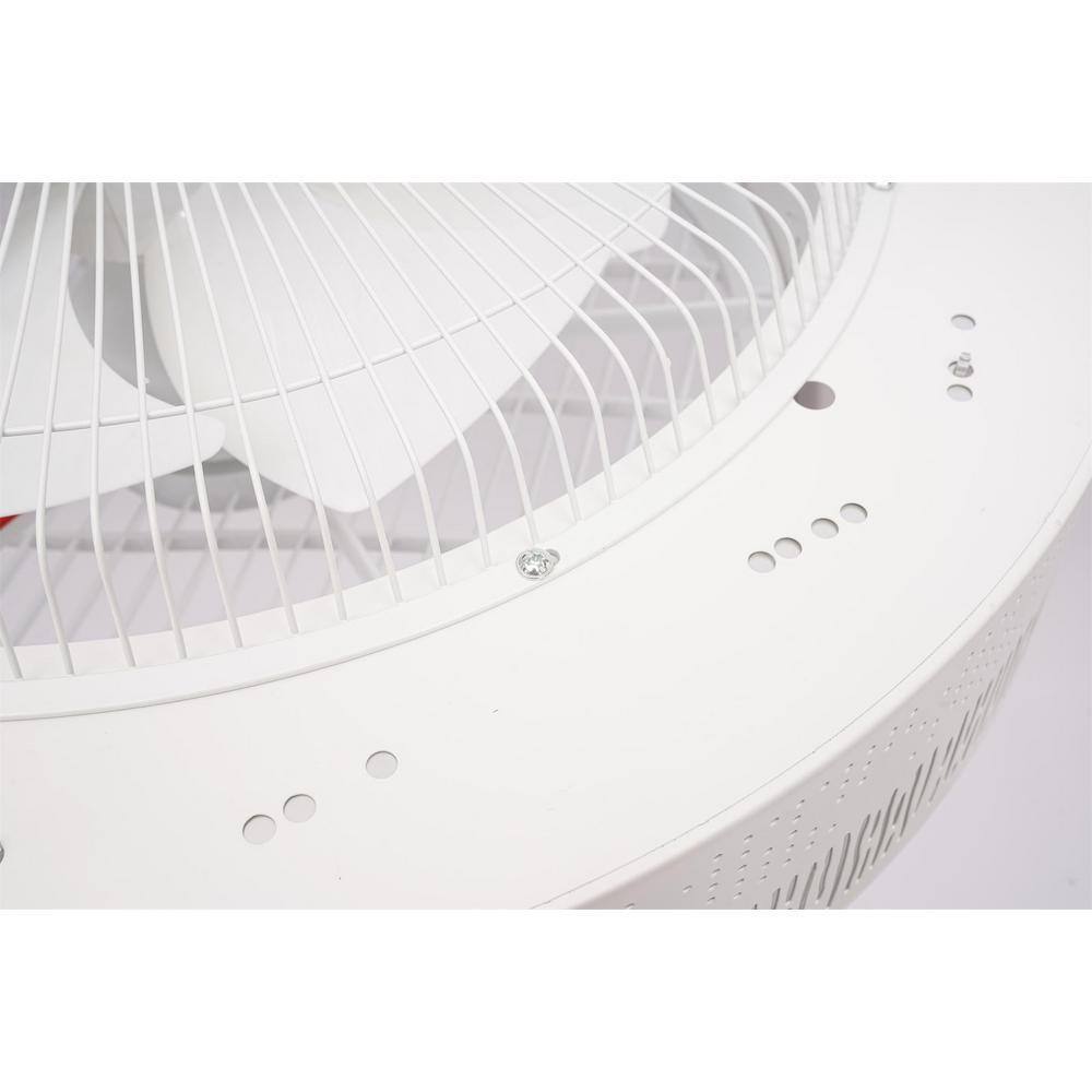 OUKANING 22 in. Modern Integrated LED White Round Semi Flush Mount Ceiling Fan