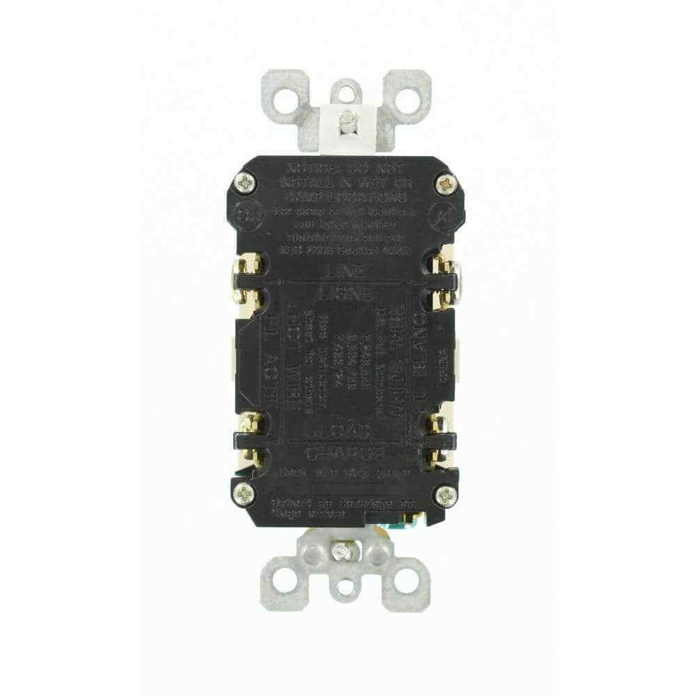Leviton 15 Amp Self-Test SmartlockPro Slim Duplex GFCI Outlet Light Almond