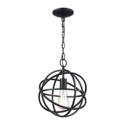 Home Decorators Collection Sarolta Sands 1-Light Black Orb Cage Pendant Light