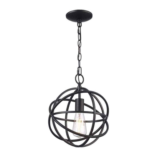 Home Decorators Collection Sarolta Sands 1-Light Black Orb Cage Pendant Light