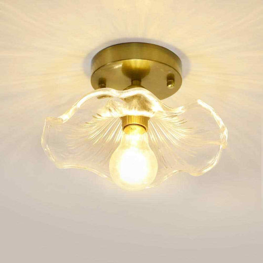 TOZING 9 in. Gold Modern Lotus Leaf petal Flower Semi-Flush Mount Ceiling Light