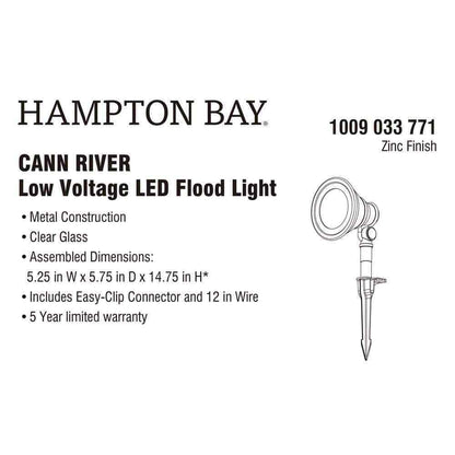 Hampton Bay Cann River Silver Low Voltage Hardwired Landscape Flood Light