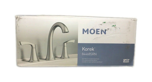 MOEN Korek 8 in Widespread Double Handle High-Arc Bathroom Faucet Brushed Nickel
