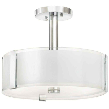 Hampton Bay Bourland Chrome Ceiling Light Fixture w/ White and Clear Glass