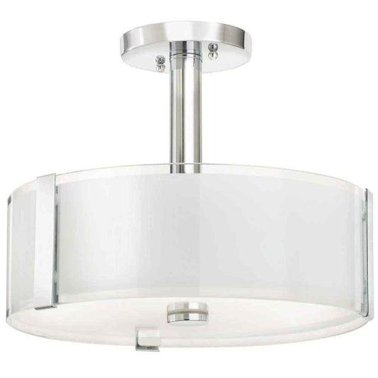 Hampton Bay Bourland Chrome Ceiling Light Fixture w/ White and Clear Glass