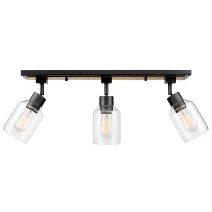 Globe Electric Griffith 25 in. 3-Light Faux Wood and Matte Black Track Light