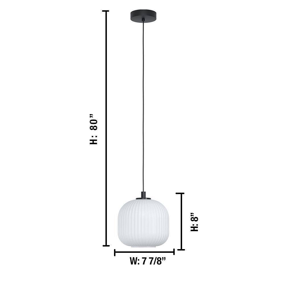 Eglo Mantunalle 1-Light Black Globe Pendant with White Glass Shade