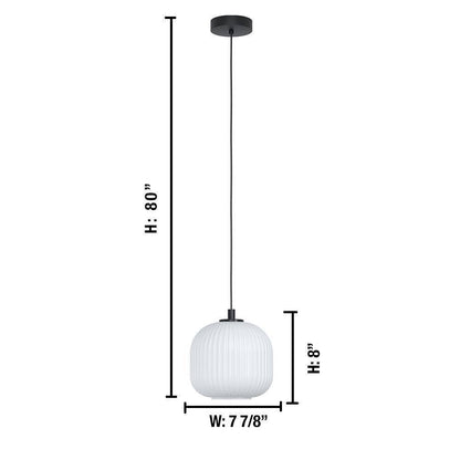 Eglo Mantunalle 1-Light Black Globe Pendant with White Glass Shade