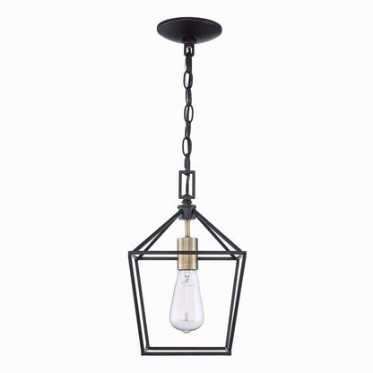 Home Decorators Weyburn 1-Light Black and Gold Farmhouse Mini Pendant Light