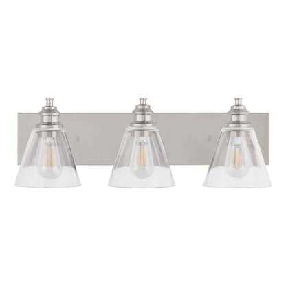 Hampton Bay Manor 24" 3-Light Polished Nickel Industrial Bathroom Vanity Light