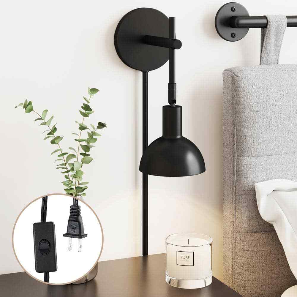 Nathan James Tamlin 5 in. W Matte Black Wall Sconce Plug In Lamp Light Fixture