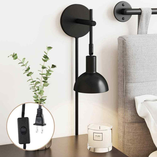 Nathan James Tamlin 5 in. W Matte Black Wall Sconce Plug In Lamp Light Fixture