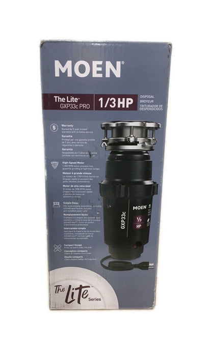 MOEN Lite Series 1/3 HP Continuous Feed Garbage Disposal w/ Power Cord