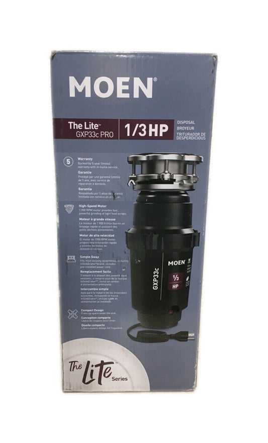 MOEN Lite Series 1/3 HP Continuous Feed Garbage Disposal w/ Power Cord