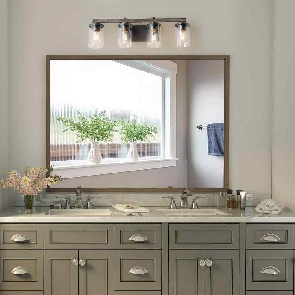 LNC Birdwood 28 in. 4-Light Rust Gray Industrial Bathroom Vanity Light
