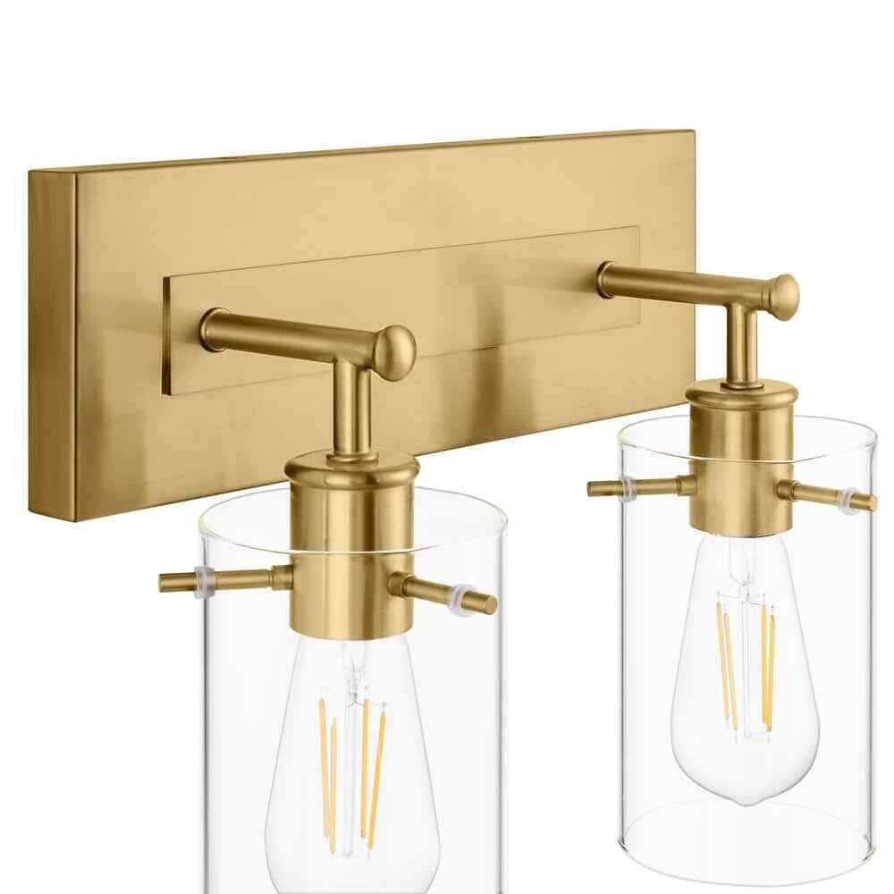 Hampton Bay Regan 12.75 in. 2-Light Brushed Gold Vanity Light
