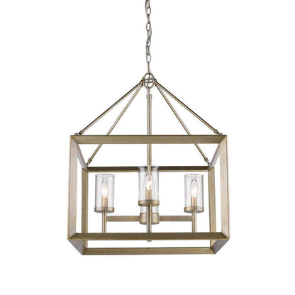 Golden Lighting Smyth 4-Light White Gold Chandelier with Clear Glass Shade