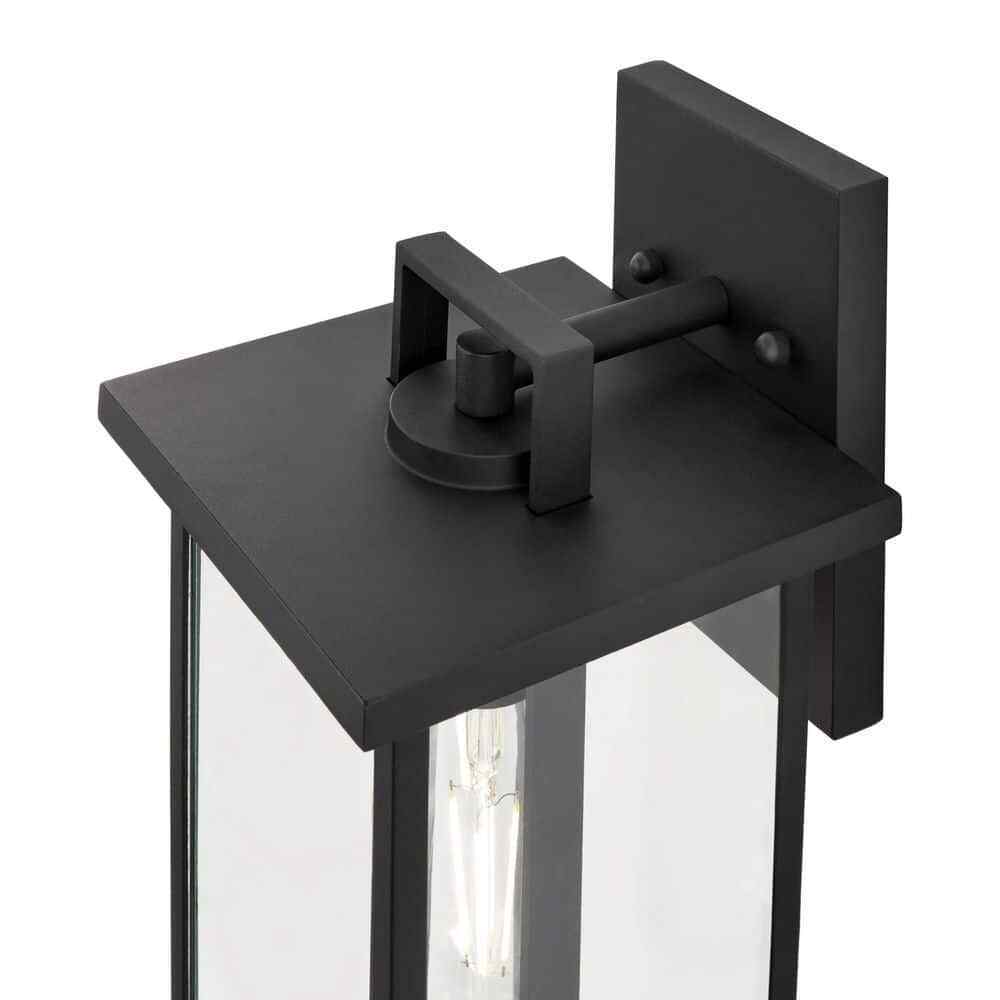 Hampton Bay Keswick Modern 1-Light Matte Black Hardwired Outdoor Wall Sconce