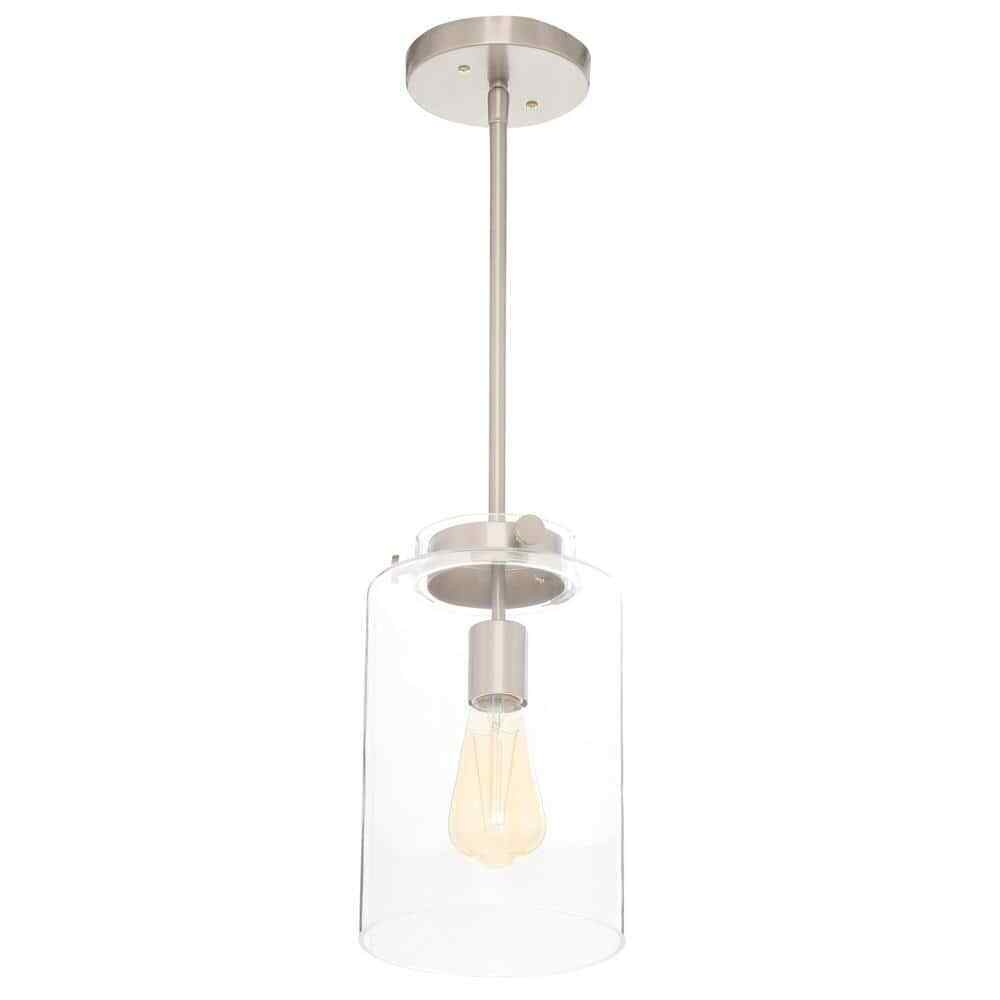 Hampton Bay Mullins 6.75 in. 1-Light Brushed Nickel Mini Pendant