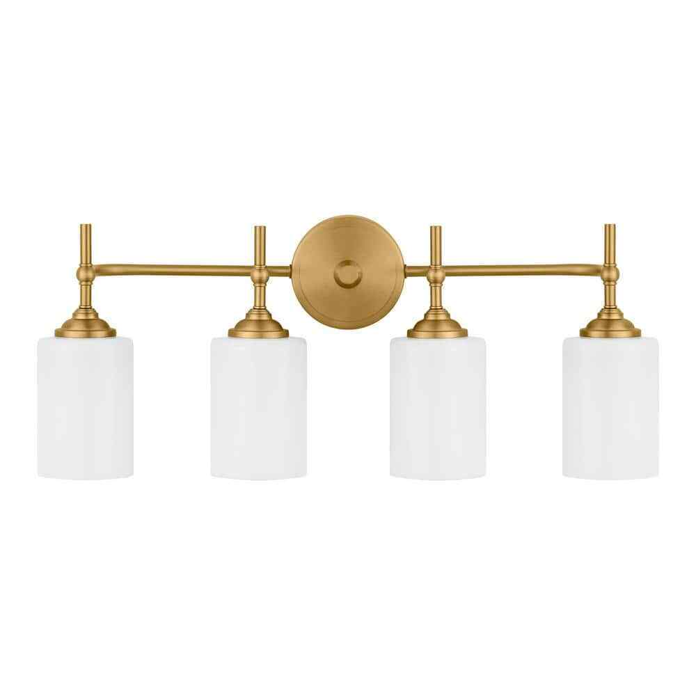 Home Decorators Ayelen 4-Light Matte Brass Modern Bathroom Vanity Light