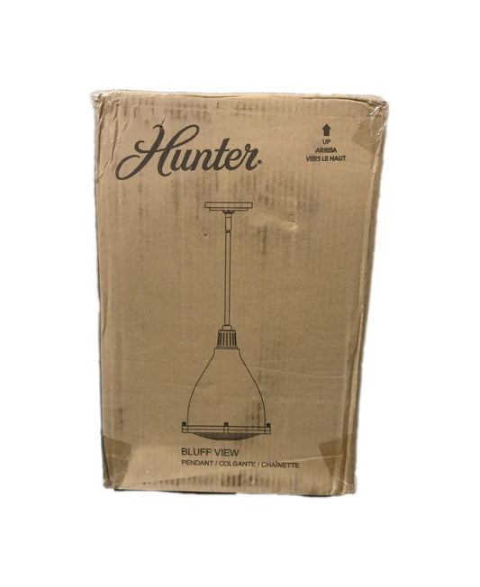 Hunter Bluff View 1 Light Matte Black Island Pendant Light with Metal Shade