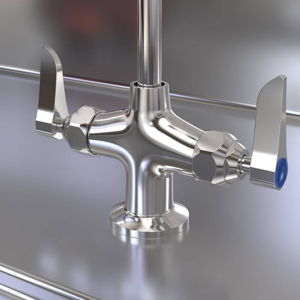 HOMLUX Commercial 2-Handle Wall Mount Pull-Down Sprayer Kitchen Faucet in Chrome