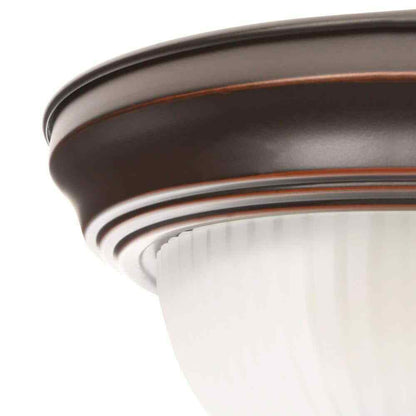 Hampton Bay 11 in. 2-Light Oil-Rubbed Bronze Flush Mount w/ Frosted Swirl Glass