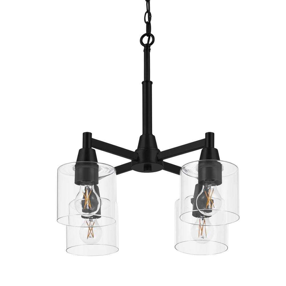 Hampton Bay Oron 4-Light Black Reversible Chandelier w/ Clear Glass Shades