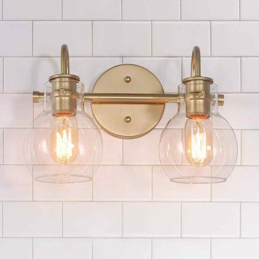 LNC Modern Light Gold Bathroom Vanity Light 2-Light Powder Room Wall Light