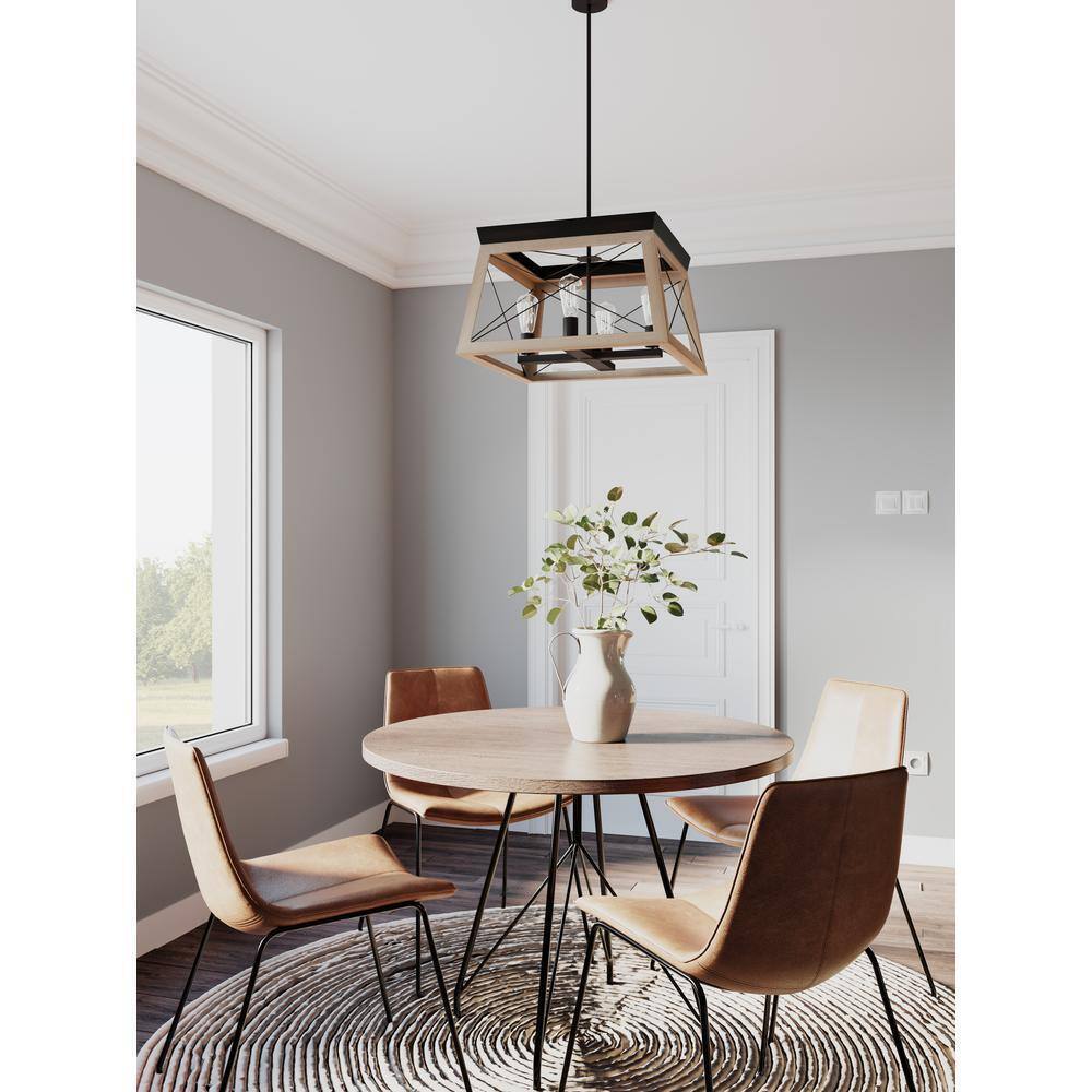Progress Lighting Briarwood 4-Light Antique Bronze Farmhouse Square Chandelier