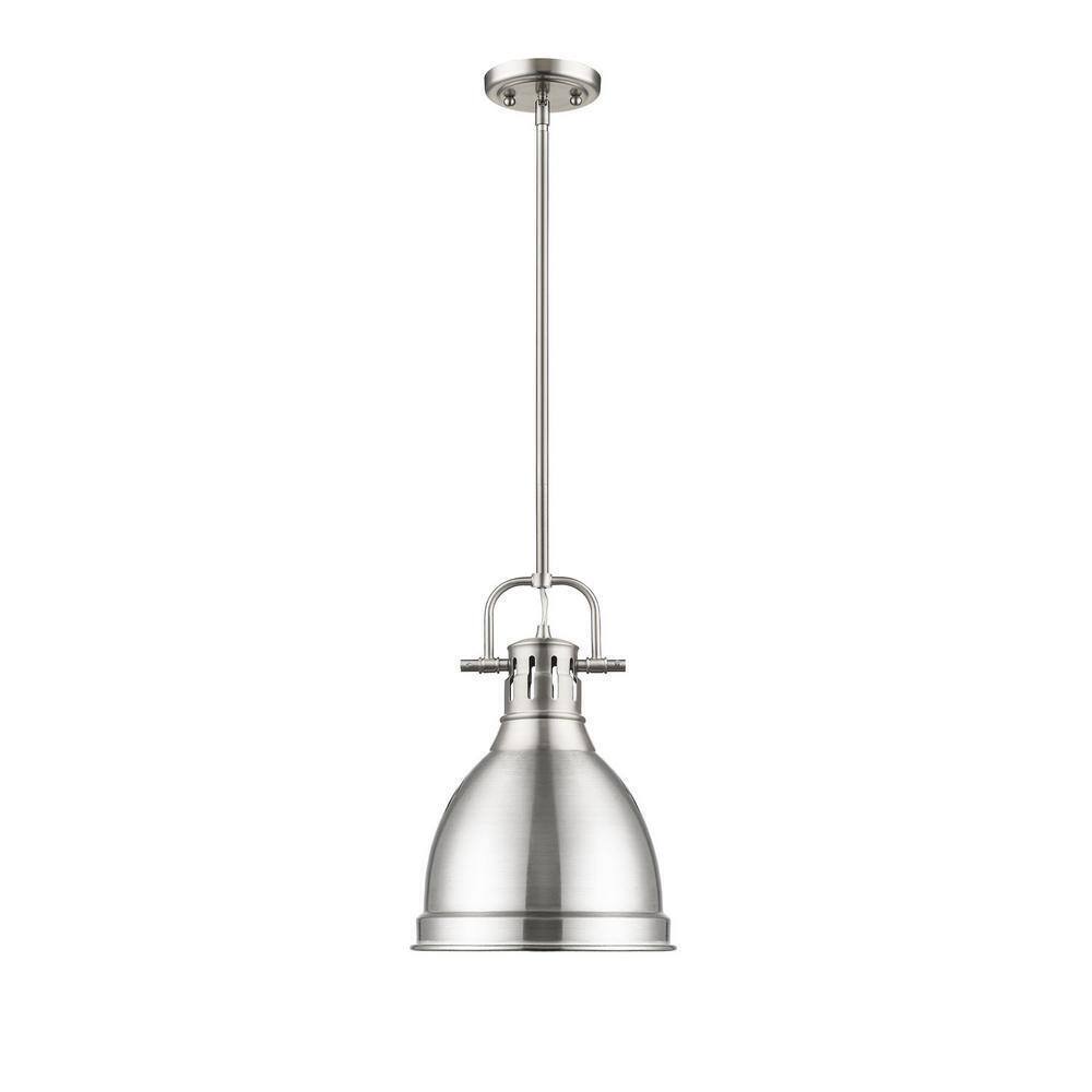 Golden Lighting Duncan 1-Light Pewter 8.8 in. Pendant with Pewter Shade