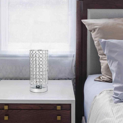 Elegant Designs 10.75 in. Chrome Elipse Crystal Cylindrical Uplight Table Lamp